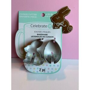 Celebrate It ~ Easter Cookie Cutters Bunny 2 1/2" + Egg 2" ~ 2 pc
